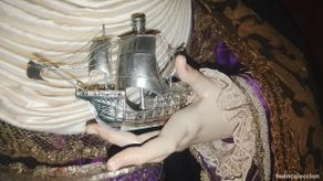 Antiguidades: orfebreria exvoto barco metal virgen del carmen niño jesus tamaño natural patrona marineros
